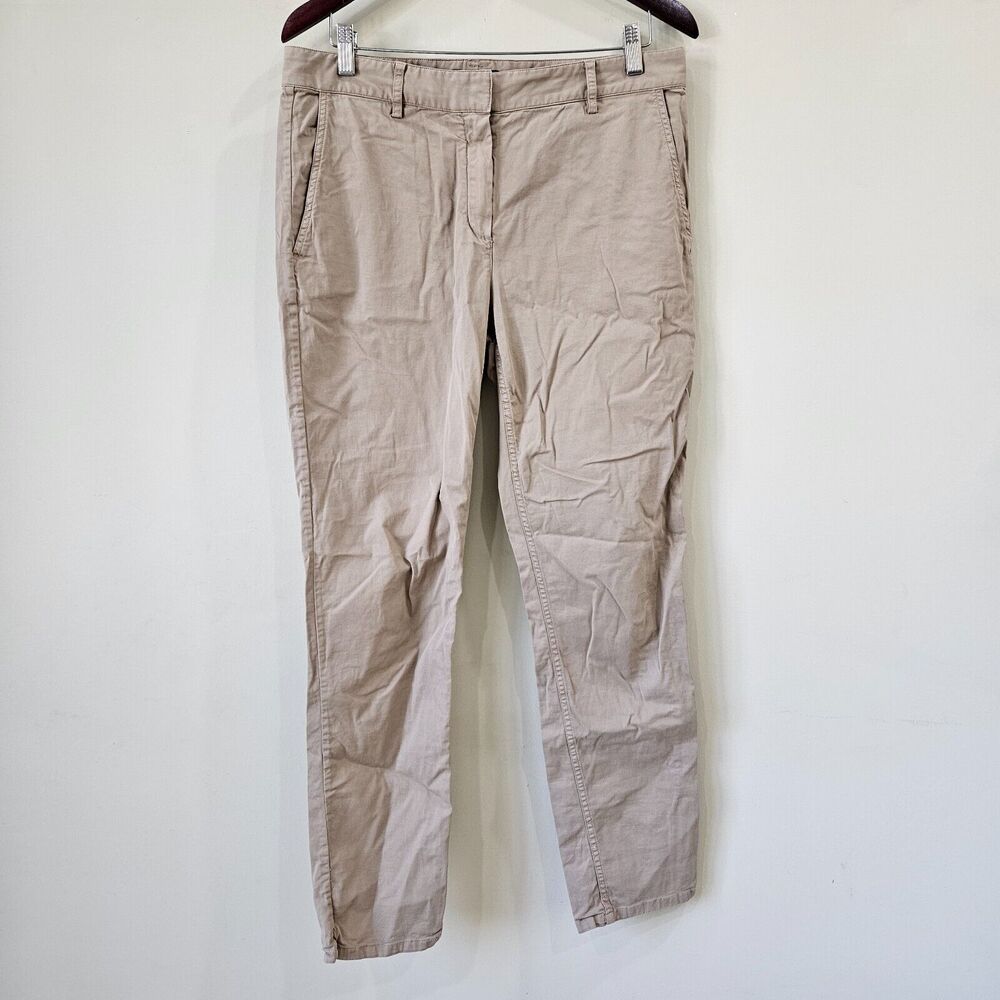 Theory Women's Treeca Pant Size 8 Khaki Tan Classic Crop Mid Rise Office Career
